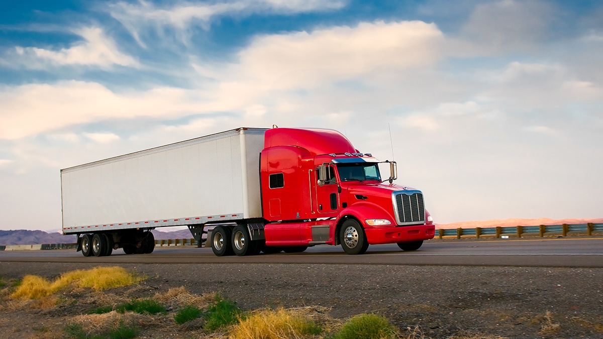 red truck on the highway
